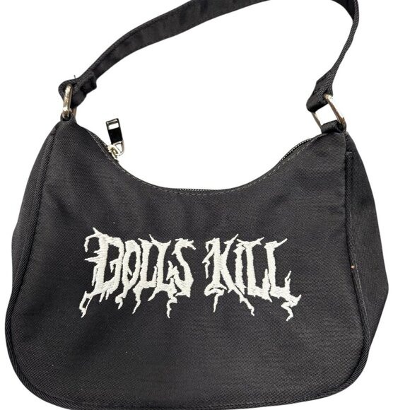 NEW Dolls Kill Logo Mini Bag - Black Goth Shoulder Bag - Picture 2 of 4